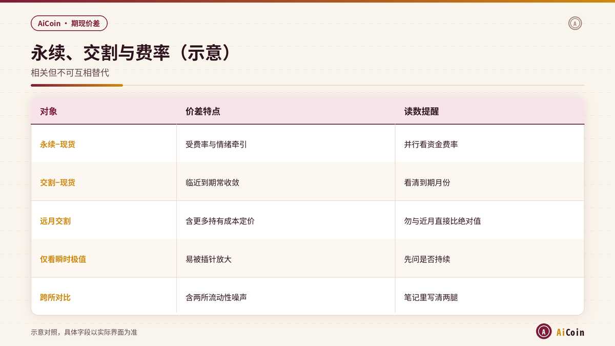 AiCoin永续交割价差与资金费率对照示意