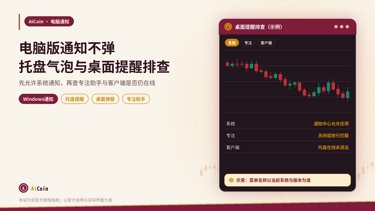AiCoin电脑版Windows通知不弹、托盘没有气泡？桌面提醒排查